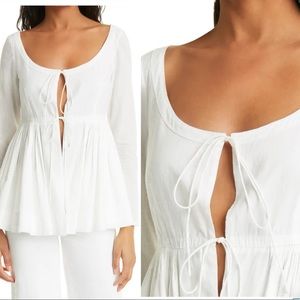 REBECCA TAYLOR Cotton Voile Soft Shirt Jacket In White